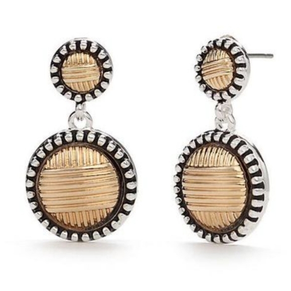 Vintage two tone pierced dangle earrings - Picture 1 of 2
